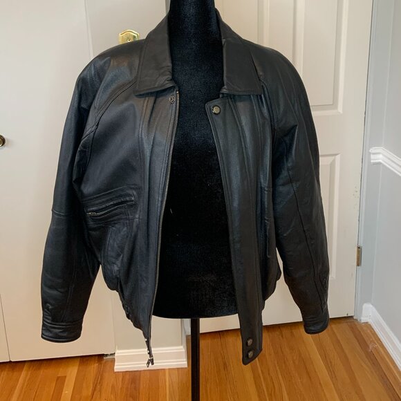 Genuine Leather Bomber Jacket - Picture 1 of 7